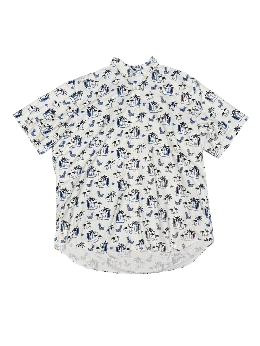 Polo Ralph Lauren Mens Hawaiian Short Sleeve Button Up Shirt Blue White 3XLT
